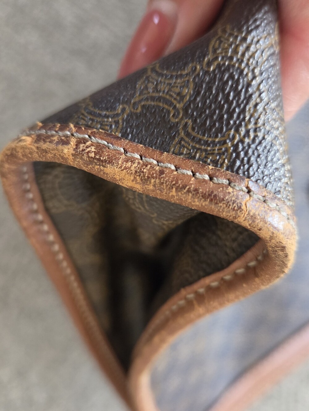 Celine Vintage  Dark Brown Macadam Canvas Travel Pouch - Picture 9 of 10